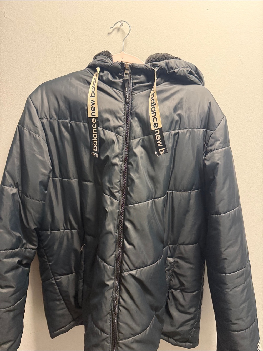 New Balance Black Puffer Jacket with Hood